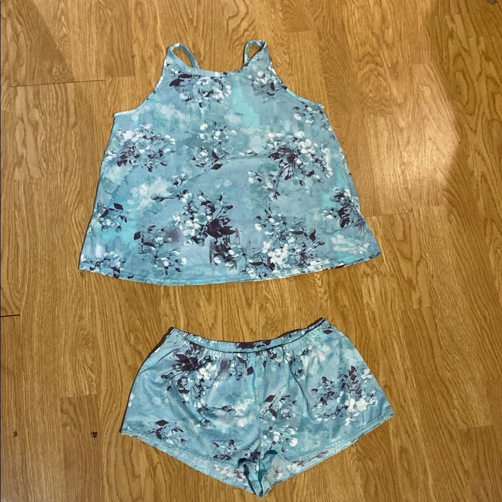 Floral Blue Tank and Shorts Set